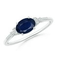 thumbnail image 1 of Oval Shape Blue Sapphire CZ Diamond Cocktail Band Ring 925 Sterling Silver September Birthstone Wedding Anniversary Gift Gemstone Jewelry, 1 of 5
