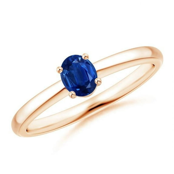 Oval Shape Blue Sapphire Cocktail Band Ring Women 925 Sterling Silver Rose Gold Plated September Birthstone Mothers Day Women Gift Gemstone Jewelry
