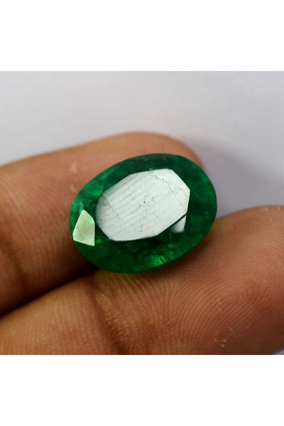 Oval Shape CERTIFIED 10.23 Ct Natural Emerald Green Loose Gemstone Earring Size