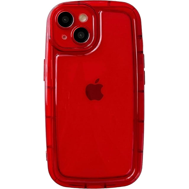 Oval Shape Clear Camera Lens Protection Soft Compatible with iPhone Case (Red,iPhone 12)