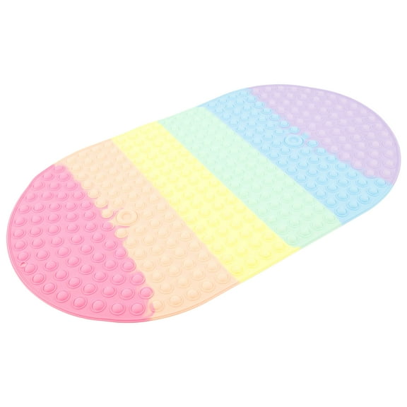 Oval Shape Colorful Silicone Bathtub Mat Heat Resistant Easy Cleaning Shower Tub Mat With Push Pop Bubbles for Bathroom Shower Room