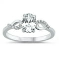 thumbnail image 1 of Oval Shape Cubic Zirconia Center Ring Sterling Silver-7, 1 of 2