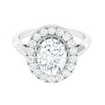 thumbnail image 1 of Rosec Jewels Certified Cubic Zirconia Oval Engagement Ring with Halo - Vintage Inspired Ring (8X10 mm, 4 Carat, AAAA Grade), 14K White Gold, US 13.00, 1 of 8