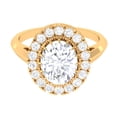thumbnail image 1 of Rosec Jewels Certified Cubic Zirconia Oval Engagement Ring with Halo - Vintage Inspired Ring (4 Carat, AAAA Grade), 18K Yellow Gold, US 4.00, 1 of 8