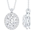 thumbnail image 1 of Rosec Jewels Oval Shape Cubic Zirconia Pendant Necklace with Halo for Women, 925 Sterling Silver, 1 of 7