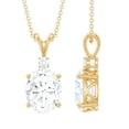 thumbnail image 1 of Rosec Jewels Oval Shape Cubic Zirconia Solitaire Pendant Necklace for Women - 8X10 mm, 10K Yellow Gold, 1 of 8