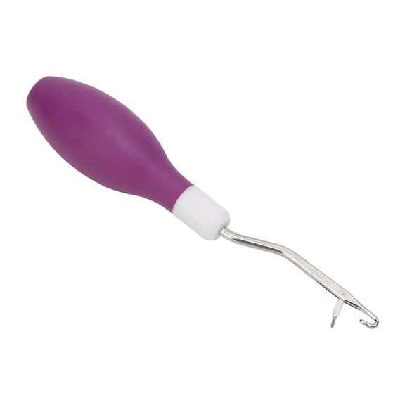 Oval Shape Ergonomic Rug Latch Hook Tool with Rubber Handle for Carpet Crafting and DIY Knitting Projects Purple