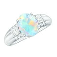 thumbnail image 1 of Rosec Jewels Oval Shape Ethiopian Opal Solitaire Ring with Diamond for Women - 8X10 MM, 10K White Gold, US 8.50, 1 of 9
