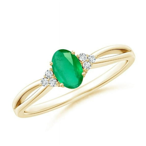 Oval Shape Green Emerald CZ Diamond Band Ring Women 925 Sterling Silver Yellow Gold Plated May Birthstone Wedding Valentines Day Gift Gemstone Jewelry