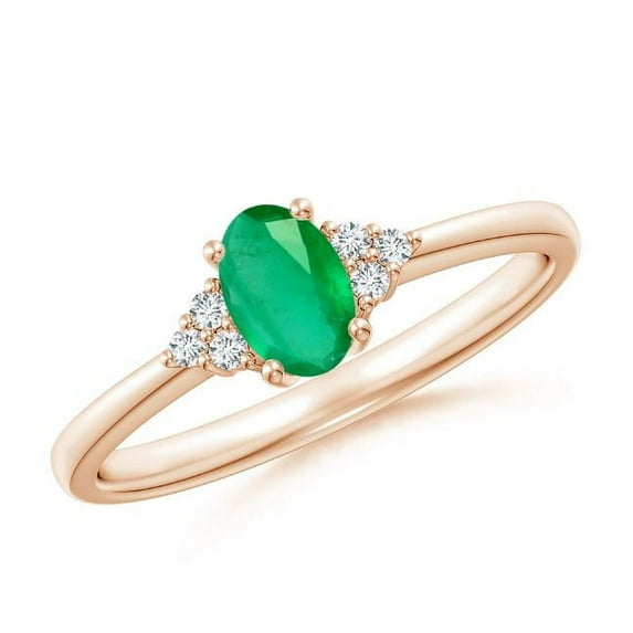 Oval Shape Green Emerald CZ Diamond Cocktail Band Ring Women 925 Sterling Silver Rose Gold Plated May Birthstone Engagement Anniversary Gift Gemstone Jewelry