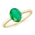 thumbnail image 1 of Oval Shape Green Emerald Cocktail Band Ring Women 925 Sterling Silver Yellow Gold Plated May Birthstone Valentine Day Birthday Gift Gemstone Jewelry, 1 of 5