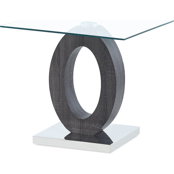 Oval Shape Grey-Clear End Table