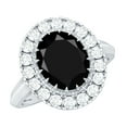 thumbnail image 1 of Rosec Jewels - Lab Created Black Diamond Engagement Ring with Moissanite Halo - Vintage Inspired Ring - Jewelry Box Included, 14K White Gold, US 5.00, 1 of 8