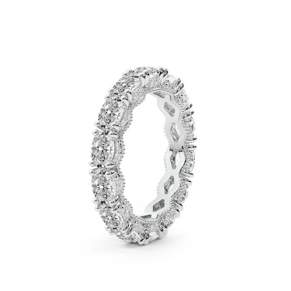 Oval Shape Lab Grown Diamond Kendall Milgrain Eternity Ring For Women | 7 Carat IGI Certified 14K White Gold | FG-VS Quality Friendly Diamonds Eternity Ring Size 9.5