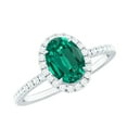 thumbnail image 1 of Rosec Jewels Lab Grown Emerald Oval Engagement Ring with Halo - 6X8 mm - Emerald Diamond Ring - AAAA Quality Certified, 18K White Gold, US 12.00, 1 of 8
