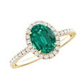 thumbnail image 1 of Rosec Jewels Lab Grown Emerald Oval Engagement Ring with Halo - 6X8 mm - Emerald Diamond Ring - AAAA Quality Certified, 18K Yellow Gold, US 6.50, 1 of 8