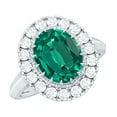 thumbnail image 1 of Rosec Jewels Oval Shape Lab Grown Emerald Ring with Moissanite Halo, Vintage Inspired Ring, 10K White Gold, US 9.50, 1 of 9