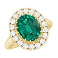 thumbnail image 1 of Rosec Jewels Oval Shape Lab Grown Emerald Ring with Moissanite Halo, Vintage Inspired Ring, 10K Yellow Gold, US 8.00, 1 of 9