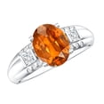 thumbnail image 1 of Rosec Jewels Lab Grown Orange Sapphire Oval Engagement Ring - Sapphire Diamond Ring - 8X10 mm - AAAA Quality - with Jewelry Box, 925 Sterling Silver, US 4.00, 1 of 8