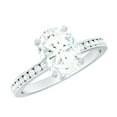 thumbnail image 1 of Rosec Jewels Oval Shape Moissanite Engagement Ring with Side Stones for Women (7X9 mm, 2 ct), 10K White Gold, US 4.50, 1 of 7