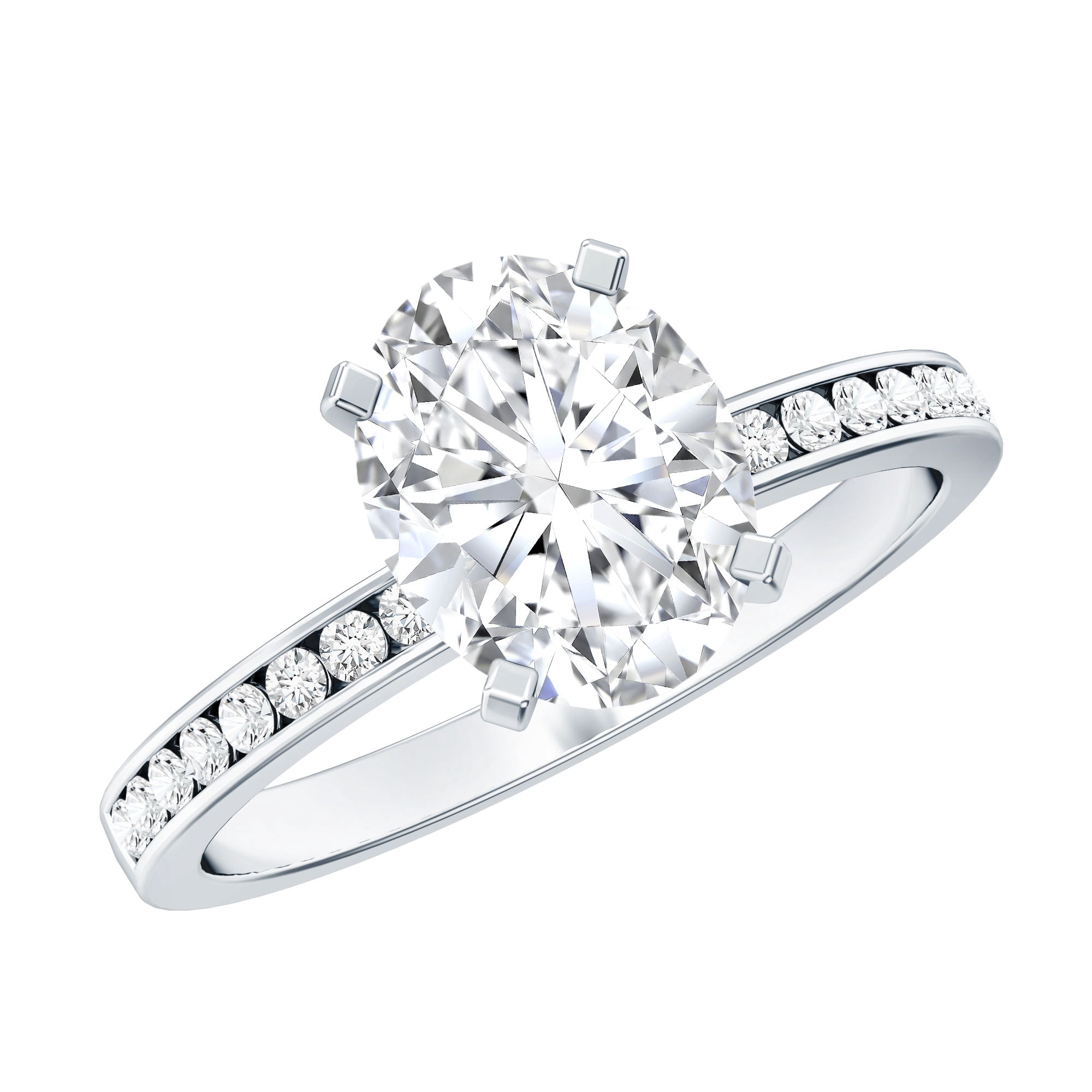 Rosec Jewels 2 Carat Oval Shape Moissanite Engagement Ring with Side Stones for Women (D-VS1 Quality) - with Jewelry Box, 925 Sterling Silver, US 4.00