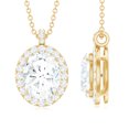 thumbnail image 1 of Rosec Jewels Oval Shape Moissanite Halo Pendant for Women - D-VS1 Grade, 10K Yellow Gold, 1 of 5
