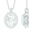 thumbnail image 1 of Rosec Jewels Oval Shape Moissanite Halo Pendant for Women - D-VS1 Grade, 18K White Gold, 1 of 6