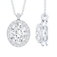 thumbnail image 1 of Rosec Jewels Oval Shape Moissanite Halo Pendant for Women - D-VS1 Grade, 925 Sterling Silver, 1 of 6