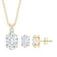 thumbnail image 1 of Rosec Jewels Certified Moissanite Pendant and Earrings Set - D-VS1 Grade - Oval Moissanite Jewelry Set for Women - with Jewelry Box, 18K Yellow Gold, 1 of 7