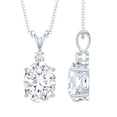 thumbnail image 1 of Rosec Jewels 3 Carat Oval Moissanite Solitaire Pendant Necklace for Women - D-VS1 Quality - Ready to Gift, 10K White Gold, 1 of 8