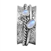 MOONEYE Oval Shape Moonstone Dual Band 925 Sterling Silver Spinner Women Valentines Day Gifts Ring