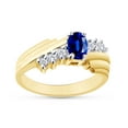 thumbnail image 1 of Oval Shape Natural Diamond And Simulated Blue Sapphire In 14K Yellow Gold Over 925 Sterling Silver Ring Size 7, 1 of 4