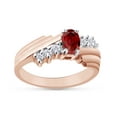 thumbnail image 1 of Oval Shape Natural Diamond And Simulated Garnet In 14K Rose Gold Over 925 Sterling Silver Ring Size 12, 1 of 4