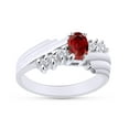 thumbnail image 1 of Oval Shape Natural Diamond And Simulated Garnet In 14K White Gold Over 925 Sterling Silver Ring Size 12, 1 of 4