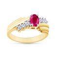 thumbnail image 1 of Oval Shape Natural Diamond And Simulated Ruby In 14K Yellow Gold Over 925 Sterling Silver Ring Size 6.5, 1 of 4