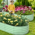 thumbnail image 1 of Oval Shape Raised Garden Bed,Galvanized Raised Bed,Garden Boxes Outdoor,Open-Ended Base Galvanized Planter,Planter Raised Boxes,Metal Garden Box for Vegetables, Flowers,Rubber Edge, 1 of 9