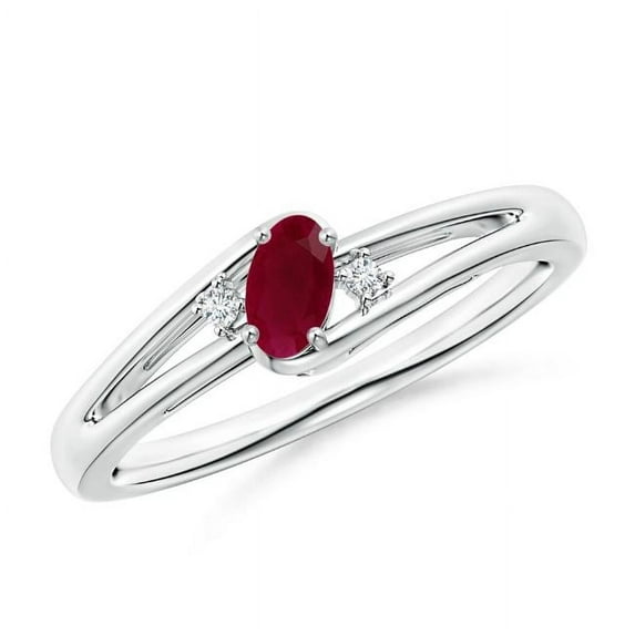 Oval Shape Red Ruby CZ Diamond Band Ring Women 925 Sterling Silver July Birthstone Engagement Anniversary Gift Gemstone Jewelry