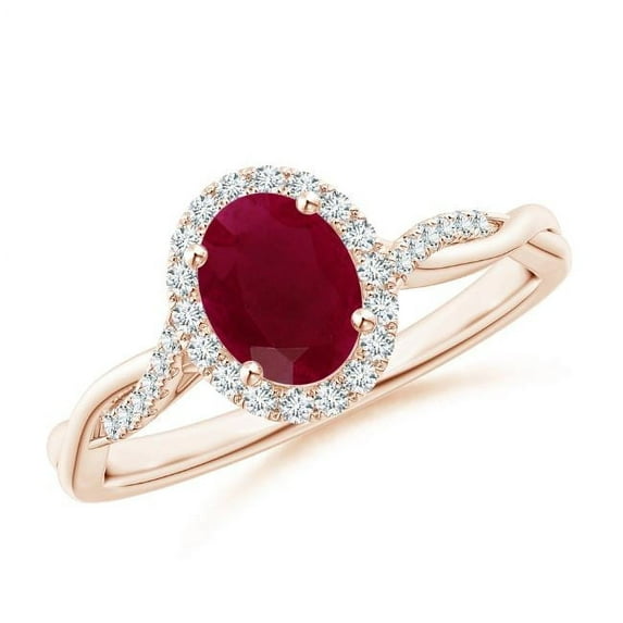 Oval Shape Red Ruby CZ Diamond Band Ring Women 925 Sterling Silver Rose Gold Plated July Birthstone Engagement Anniversary Gift Gemstone Jewelry