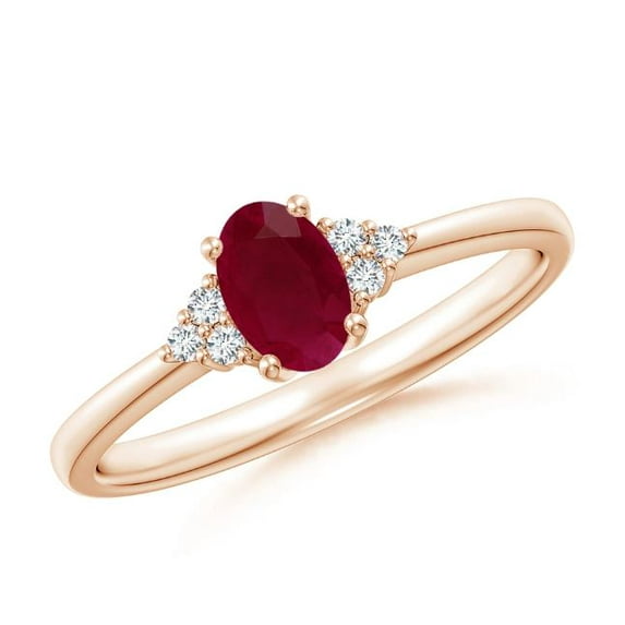 Oval Shape Red Ruby CZ Diamond Band Ring Women 925 Sterling Silver Rose Gold Plated July Birthstone Engagement Anniversary Gift Gemstone Jewelry