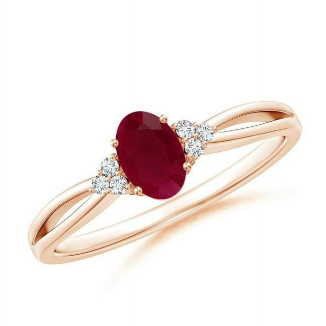 Oval Shape Red Ruby CZ Diamond Band Ring Women 925 Sterling Silver Rose ...