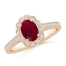Oval Shape Red Ruby CZ Diamond Band Ring Women 925 Sterling Silver Rose ...