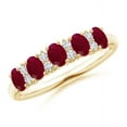 thumbnail image 1 of Oval Shape Red Ruby CZ Diamond Eternity Band Ring Women 925 Sterling Silver Yellow Gold Plated July Birthstone Engagement Anniversary Gift Gemstone Jewelry, 1 of 5