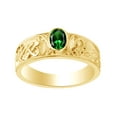 thumbnail image 1 of AFFY Oval Shape Simulated Emerald Celtic Engagement Wedding Band Ring In 14k Solid Yellow Gold Ring Size-11.5, 1 of 1