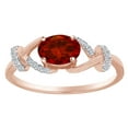 thumbnail image 1 of AFFY Oval Shape Simulated Garnet & White Natural Diamond Fashion Engagement Ring In 14k Solid Rose Gold Ring Size-10.5, 1 of 1
