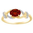 thumbnail image 1 of AFFY Oval Shape Simulated Garnet & White Natural Diamond Fashion Engagement Ring In 14k Solid Yellow Gold Ring Size-5, 1 of 1