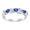 thumbnail image 1 of AFFY Oval Shape Simulated Tanzanite & Round White Natural Diamond Wedding Ring in 14k White Gold Over Sterling Silver Ring Size - 4, 1 of 1