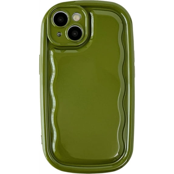 Oval Shape Solid Color Protection Soft Compatible with iPhone Case (Green,iPhone 14 Pro)