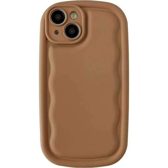 Oval Shape Solid Color Protection Soft Compatible with iPhone Case (M Khaki,iPhone 15 Plus)