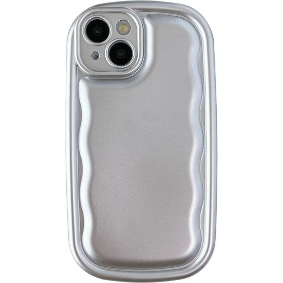 Oval Shape Solid Color Protection Soft Compatible with iPhone Case (Silver,iPhone 14 Pro Max)