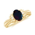thumbnail image 1 of Rosec Jewels Real Black Opal Diamond Engagement Ring with Bow - (5X7 mm) AAA Quality Black Opal Ring for Women - Ready to Gift, 14K Yellow Gold, US 6.00, 1 of 10